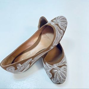 sergio rossi floral brown embroidered ballet flats size 35 /5